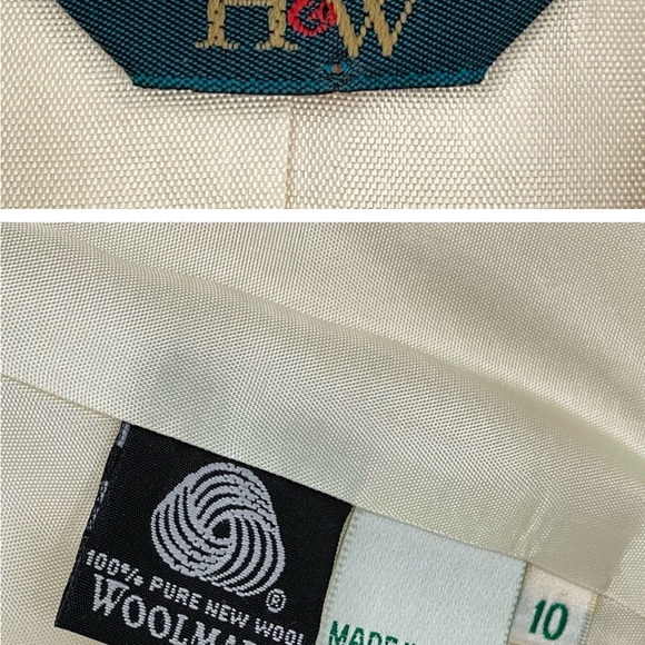 Vintage Blazer Boxy Oversized 100% Wool Double Breasted Ivory Made in USA | 10 - Picture 4 of 7